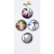 Eymi Design Bts Kim Taehyung V 3'lü Metal Rozet Seti 58MM Iğneli Buton Çanta Yaka Rozeti