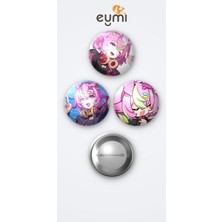 Eymi Design Nte Neverness To Everness Oyunu Haniel Oyun Rozet 3'lü Metal Rozet Seti 58MM Iğneli Buton Çanta Yaka Rozeti