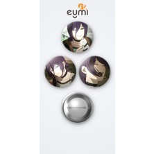 Eymi Design Chainsaw Man Reze 3'lü Metal Rozet Seti 58MM Iğneli Buton Çanta Yaka Rozeti