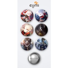 Eymi Design Genshin Impact Kazuha Oyun ve Capitano Oyun 6'lı Metal Rozet Seti 58MM Iğneli Buton Çanta Yaka Rozeti