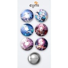 Eymi Design Honkai Star Rail Cerydra Oyun ve Evernight Oyun 6'lı Metal Rozet Seti 58MM Iğneli Buton Çanta Yaka Rozeti