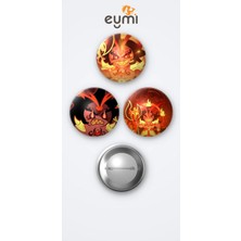 Eymi Design Cookie Run Kingdom Burning Spice Cookie 3'lü Metal Rozet Seti 58MM Iğneli Buton Çanta Yaka Rozeti