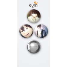 Eymi Design The Summer Hikaru Died Yoshiki 3'lü Metal Rozet Seti 58MM Iğneli Buton Çanta Yaka Rozeti