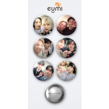 Eymi Design Stray Kids Kpop Grubu Felix ve Hyunjin ve Grubu Han ve Lee Know 6'lı Metal Rozet Seti 58MM Iğneli Buton Çanta Yaka Rozeti