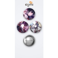 Eymi Design Honkai Star Rail Oyunu Ashveil Oyun 3'lü Metal Rozet Seti 58MM Iğneli Buton Çanta Yaka Rozeti