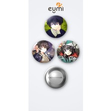 Eymi Design Witch Hat Atelier Animesi Agott 3'lü Metal Rozet Seti 58MM Iğneli Buton Çanta Yaka Rozeti