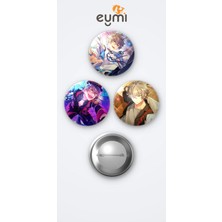 Eymi Design The Ensemble Stars Koga Oogami 3'lü Metal Rozet Seti 58MM Iğneli Buton Çanta Yaka Rozeti