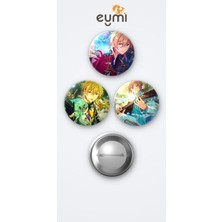 Eymi Design The Ensemble Stars Kaoru Hakaze 3'lü Metal Rozet Seti 58MM Iğneli Buton Çanta Yaka Rozeti