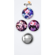Eymi Design Helluva Stolas 3'lü Metal Rozet Seti 58MM Iğneli Buton Çanta Yaka Rozeti