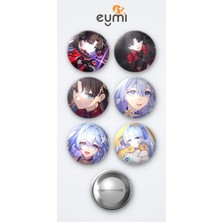 Eymi Design Honkai Star Rail Rin Tohsaka ve Robin Summeretto 6'lı Metal Rozet Seti 58MM Iğneli Buton Çanta Yaka Rozeti
