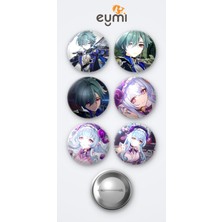Eymi Design Genshin Impact Lohen Oyun ve Yumemizuki Mizuki Oyun 6'lı Metal Rozet Seti 58MM Iğneli Buton Çanta Yaka Rozeti