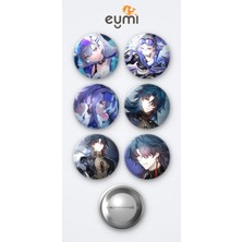 Eymi Design Honkai Star Rail Silver Wolf Oyun ve Blade Oyun 6'lı Metal Rozet Seti 58MM Iğneli Buton Çanta Yaka Rozeti