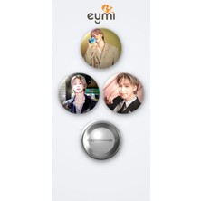 Eymi Design Bts Jimin Muse Albüm 3'lü Metal Rozet Seti 58MM Iğneli Buton Çanta Yaka Rozeti