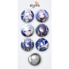Eymi Design Genshin Impact Skirk Oyun ve Lauma Oyun 6'lı Metal Rozet Seti 58MM Iğneli Buton Çanta Yaka Rozeti