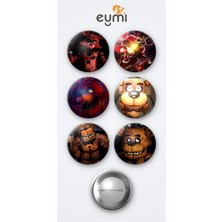 Eymi Design Five Nights At Freddy's Foxy The Pirate Fox Oyun ve Freddy Fazbear Oyun 6'lı Metal Rozet Seti 58MM Iğneli Buton Çanta Yaka Rozeti