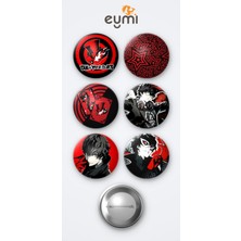 Eymi Design Persona 5 6'lı Metal Rozet Seti 58MM Iğneli Buton Çanta Yaka Rozeti