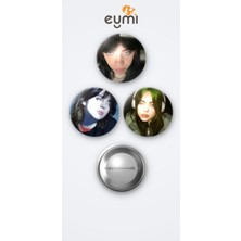 Eymi Design Billie Eilish 3'lü Metal Rozet Seti 58MM Iğneli Buton Çanta Yaka Rozeti