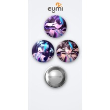 Eymi Design Ruko Yokune 3'lü Metal Rozet Seti 58MM Iğneli Buton Çanta Yaka Rozeti