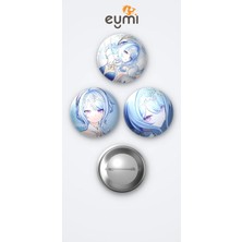 Eymi Design Genshin Impact Oyunu Odette 3'lü Metal Rozet Seti 58MM Iğneli Buton Çanta Yaka Rozeti