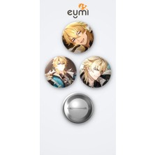 Eymi Design Genshin Impact Oyunu Varka Oyun 3'lü Metal Rozet Seti 58MM Iğneli Buton Çanta Yaka Rozeti