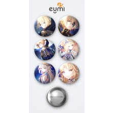 Eymi Design Genshin Impact Dainsleif Oyun ve Nicole Oyun 6'lı Metal Rozet Seti 58MM Iğneli Buton Çanta Yaka Rozeti