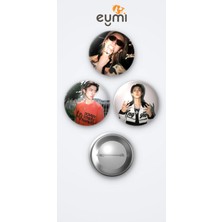 Eymi Design Lngshot Kpop Grubu Woojin 3'lü Metal Rozet Seti 58MM Iğneli Buton Çanta Yaka Rozeti