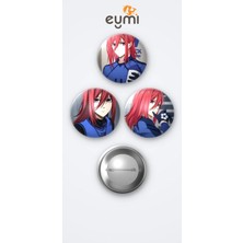 Eymi Design Blue Lock Animesi Chigiri 3'lü Metal Rozet Seti 58MM Iğneli Buton Çanta Yaka Rozeti