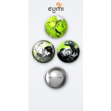 Eymi Design Tgswiiwagaa Mitsuki Koga ve Aya Osawa 3'lü Metal Rozet Seti 58MM Iğneli Buton Çanta Yaka Rozeti