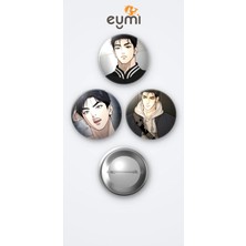 Eymi Design Jinx Jaekyung Joo 3'lü Metal Rozet Seti 58MM Iğneli Buton Çanta Yaka Rozeti