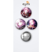 Eymi Design Honkai Star Rail Oyunu Evernight Oyun 3'lü Metal Rozet Seti 58MM Iğneli Buton Çanta Yaka Rozeti