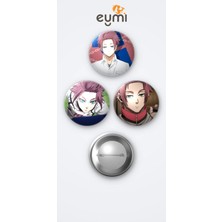 Eymi Design Blue Lock Animesi Sae 3'lü Metal Rozet Seti 58MM Iğneli Buton Çanta Yaka Rozeti
