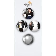 Eymi Design Stray Kids Karma Albüm Han, Bangchan, Changbin ve Lee Know 3'lü Metal Rozet Seti 58MM Iğneli Buton Çanta Yaka Rozeti