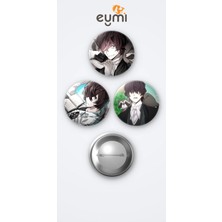 Eymi Design Bungou Stray Dogs Animesi Edgar Allan Poe Anime 3'lü Metal Rozet Seti 58MM Iğneli Buton Çanta Yaka Rozeti