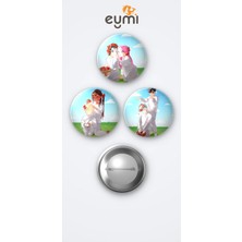 Eymi Design Alien Stage 3'lü Metal Rozet Seti 58MM Iğneli Buton Çanta Yaka Rozeti