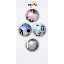 Eymi Design When I Fly Towards You Kore Draması 3'lü Metal Rozet Seti 58MM Iğneli Buton Çanta Yaka Rozeti