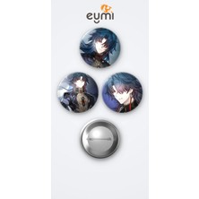 Eymi Design Honkai Star Rail Oyunu Blade Oyun 3'lü Metal Rozet Seti 58MM Iğneli Buton Çanta Yaka Rozeti