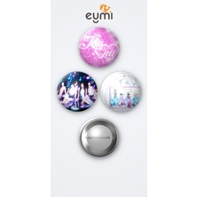 Eymi Design Aespa Kpop Grubu Kiss N Tell Albüm 3'lü Metal Rozet Seti 58MM Iğneli Buton Çanta Yaka Rozeti