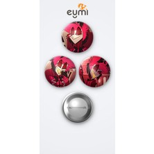 Eymi Design Hazbin Hotel Alastor The Radio Demon 3'lü Metal Rozet Seti 58MM Iğneli Buton Çanta Yaka Rozeti