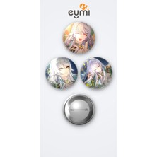 Eymi Design Genshin Impact Oyunu Zibai Oyun 3'lü Metal Rozet Seti 58MM Iğneli Buton Çanta Yaka Rozeti