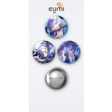Eymi Design Honkai Star Rail Oyunu Silver Wolf Oyun 3'lü Metal Rozet Seti 58MM Iğneli Buton Çanta Yaka Rozeti
