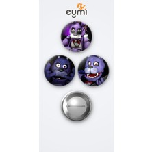 Eymi Design Five Nights At Freddy's Oyunu Bonnie The Bunny Oyun 3'lü Metal Rozet Seti 58MM Iğneli Buton Çanta Yaka Rozeti