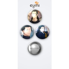 Eymi Design Jujutsu Kaisen Animesi Geto Suguru 3'lü Metal Rozet Seti 58MM Iğneli Buton Çanta Yaka Rozeti