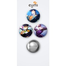 Eymi Design Jojo Animesi Josuke Higashikata 3'lü Metal Rozet Seti 58MM Iğneli Buton Çanta Yaka Rozeti