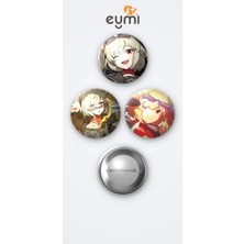 Eymi Design Zenless Zone Zero Burnice White 3'lü Metal Rozet Seti 58MM Iğneli Buton Çanta Yaka Rozeti