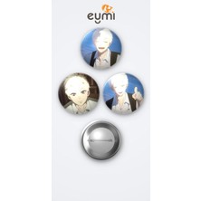 Eymi Design The Summer Hikaru Died Hikaru 3'lü Metal Rozet Seti 58MM Iğneli Buton Çanta Yaka Rozeti