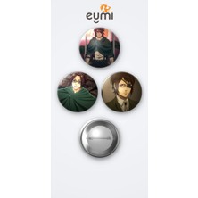 Eymi Design Attack On Titan ( Titana Saldırı) Animesi Hange Zoe Anime 3'lü Metal Rozet Seti 58MM Iğneli Buton Çanta Yaka Rozeti