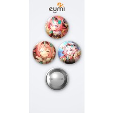 Eymi Design Genshin Impact Oyunu Varesa Oyun 3'lü Metal Rozet Seti 58MM Iğneli Buton Çanta Yaka Rozeti