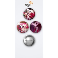 Eymi Design Hazbin Hotel Angeldust 3'lü Metal Rozet Seti 58MM Iğneli Buton Çanta Yaka Rozeti