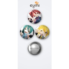 Eymi Design Hatsune Miku, Akita Neru ve Kasane Teto 3'lü Metal Rozet Seti 58MM Iğneli Buton Çanta Yaka Rozeti