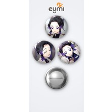 Eymi Design Demon Slayer ( Iblis Keser ) Shinobu 3'lü Metal Rozet Seti 58MM Iğneli Buton Çanta Yaka Rozeti